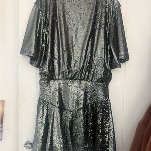 Free People Shimmering Black Sequin Dress Whimsygoth